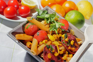 Penne au maïs au chorizo