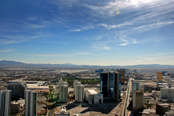 The hotels on the Strip seen from the Stratosphere tower Las Vegas Nevada USA