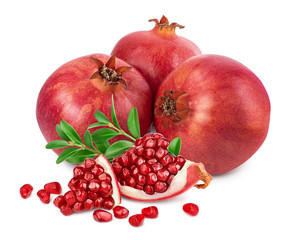 Pomegranate isolated on white background with clipping path and full depth of field.