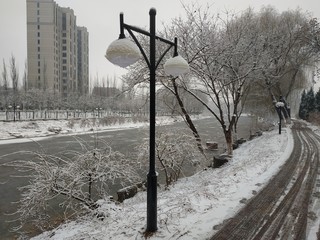snow covered river