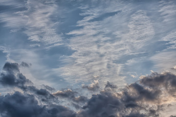 beautiful clouds in the sunset light