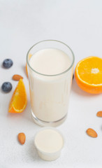 Protein Shake. Healthy Sport Fitness Drink with vegetable Protein. Sports nutrition and healthy lifestyle concept. 