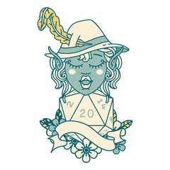 elf bard character with natural twenty illustration