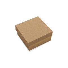 Vector kraft paper closed box realistic illustration. Isolated 3-d object