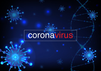 Corona virus or COVID-2019 disease on blue background vector