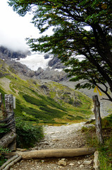 Breathtaking and impressive panoramic view of Glaciar Martial glacier close to Ushuaia, Patagonia...