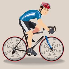 Naklejka premium cyclist character in action vector illustration.