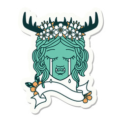 crying orc druid character face sticker