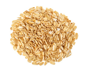 oat flakes isolated on white background. Top view