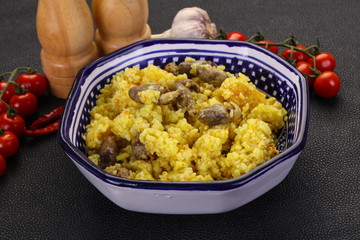 Rice with Chicken hearts