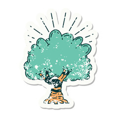 grunge sticker of tattoo style tree