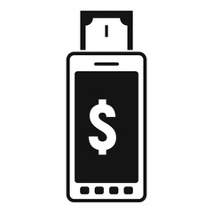 Smartphone cash money icon. Simple illustration of smartphone cash money vector icon for web design isolated on white background