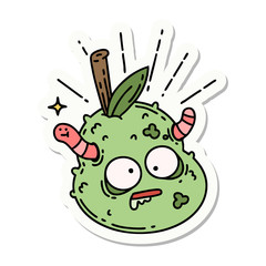 sticker of tattoo style rotten pear