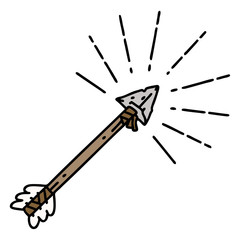 traditional tattoo style old flint tip arrow