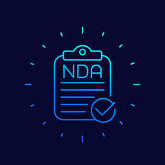 NDA agreement document vector line icon