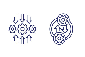 Integration or optimization software line icons