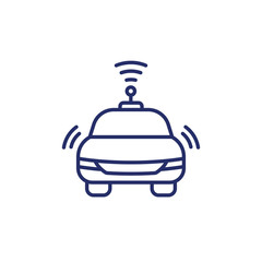 autonomous car line icon on white
