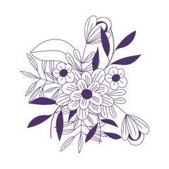 flowers leaves foliage nature decoration isolated icon line style