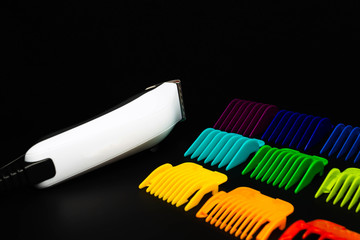 Stylish professional hairdresser hair clippers, hair clippers, accessories for haircuts