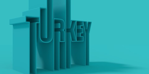 Turkey country name in geometry style design. 3D rendering