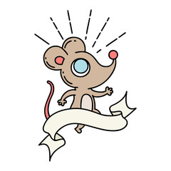 banner with tattoo style mouse character