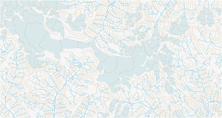 Abstract topographic vector map with glacier representation