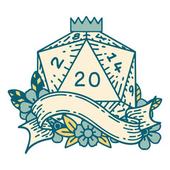 natural twenty D20 dice roll illustration