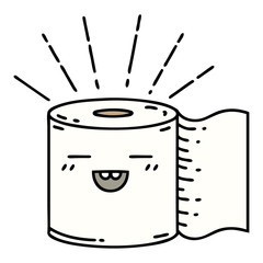 traditional tattoo style toilet paper character