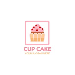 Simple Flat Cup Cake Logo Template