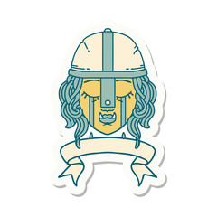 crying orc fighter character face sticker