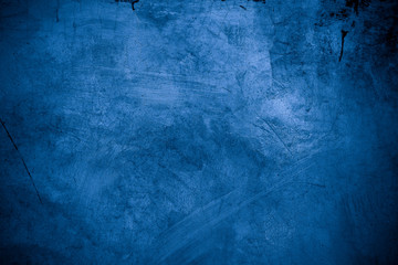 Old wall pattern texture cement blue dark abstract  blue color design are light with black gradient background.