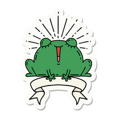 sticker of tattoo style happy frog