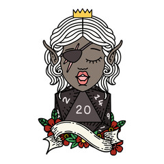 elf rogue with natural twenty dice roll illustration