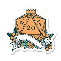 natural twenty D20 dice roll sticker
