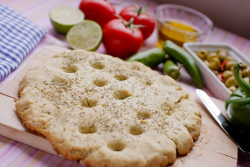 Focaccia, pain italien aux herbes de provence