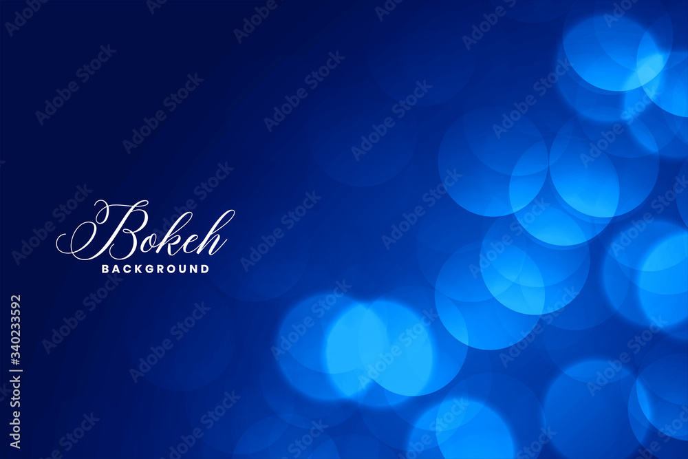 Poster elegant blue bokeh lights background with text space