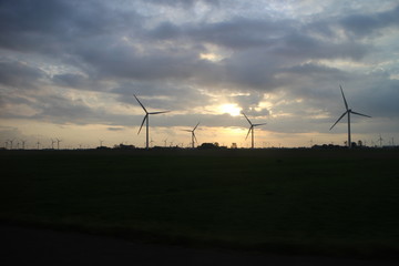 wind turbine at sunset