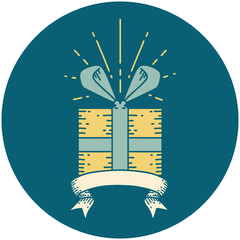 icon of tattoo style christmas present