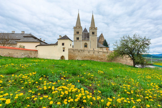 spisska kapitula, slovakia - APR 29, 2019: st. martin's cathedral in spring. One of the largest Romanesque and Gothic styles architecture monuments build between 13 and 15 century in eastern slovakia