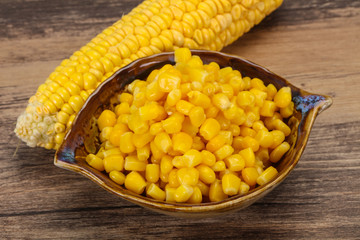 Young corn seeds in the bowl