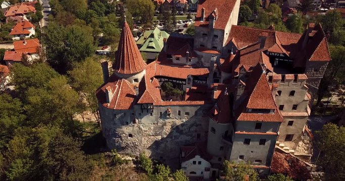 Aerial View to the Bran "Dracula: Castle in Brasov, Romania
