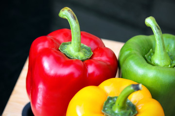 Green, yellow and red pepper