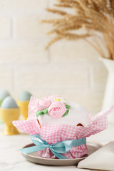 Fototapeta na wymiar Easter cake with mastic roses