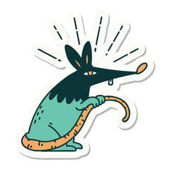 sticker of tattoo style sneaky rat