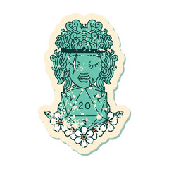 orc barbarian with natural twenty dice roll illustration