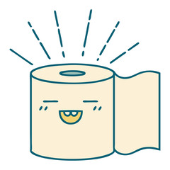 traditional tattoo style toilet paper character