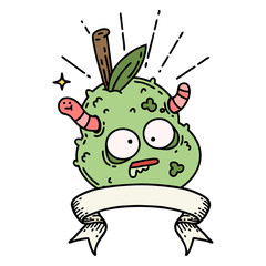 banner with tattoo style rotten pear