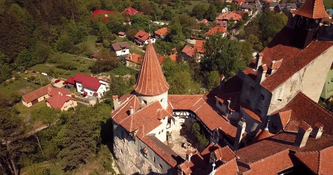 Aerial View to the Bran "Dracula: Castle in Brasov, Romania