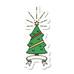 sticker of tattoo style christmas tree with star