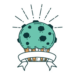 banner with tattoo style chocolate muffin